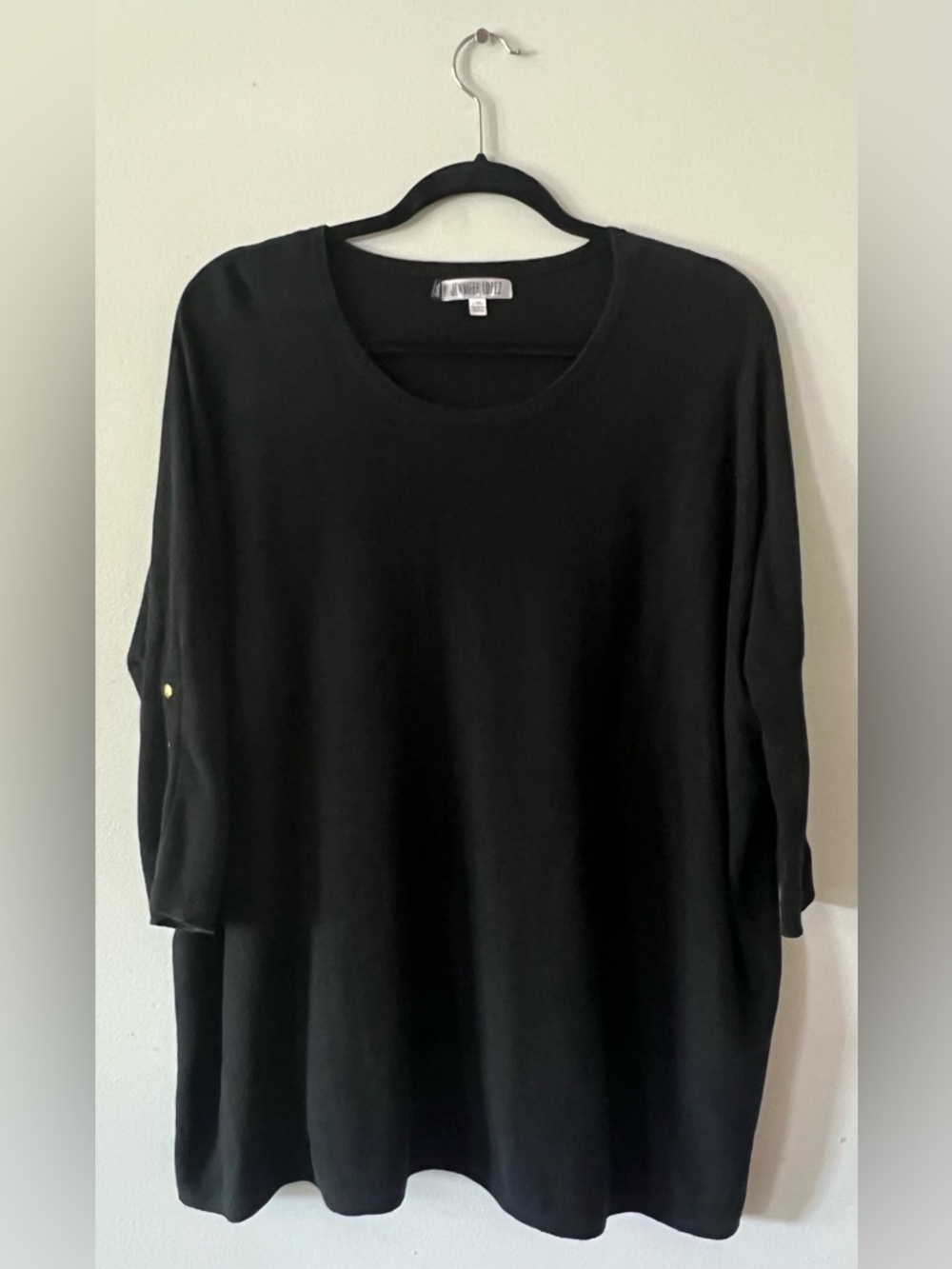 Jennifer Lopez 3/4 Sleeve Top with Gold Button Accents